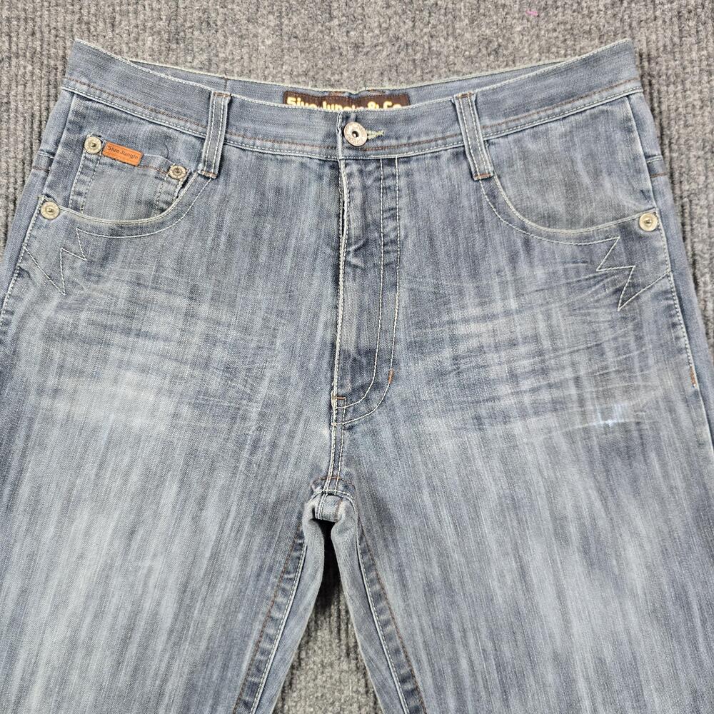 Baggy 5ive Jungle & Co. Jeans Mens 38x32 Blue Light Wash Straight Denim Pockets